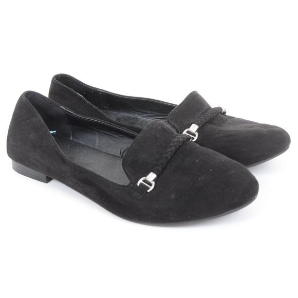 Torrid Size 11 WIDE Black Faux Suede Silver Buckles Flat Ballet Slip-On Shoes - Picture 1 of 5